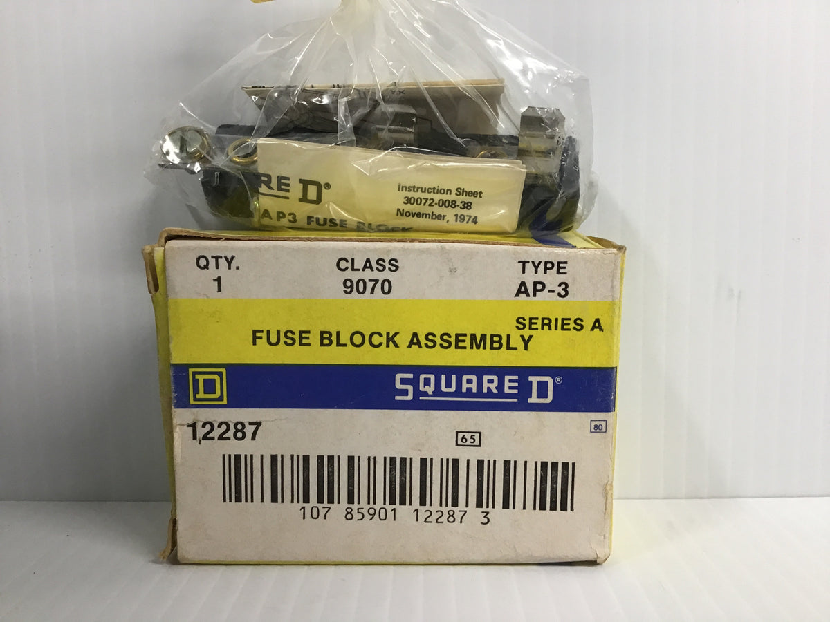 Fuse Block Assembly 9070 AP3 Square D 250 V AA Electric Surplus