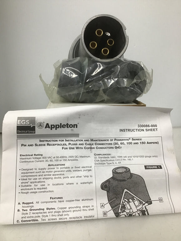 Plug Pin & Sleeve Appleton ACP1034CD