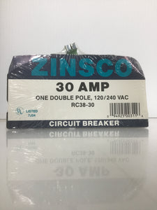 Circuit Breaker Zinsco 30amp 2 Pole Thin R38-30 Plug-In