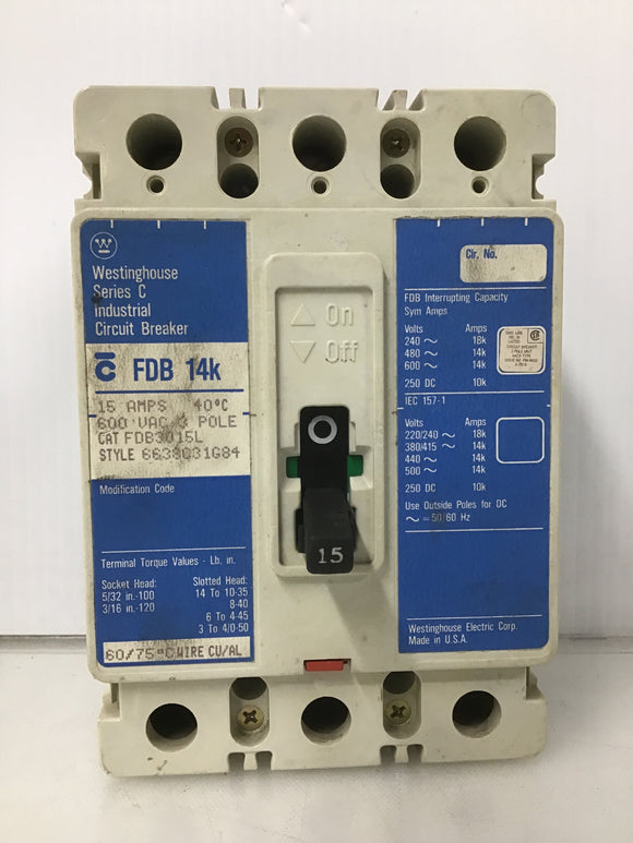 Circuit Breaker Cutler Hammer FDB3015L