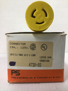 Connector 15 Amp, 125 V, Pass & Seymour 4730-SS